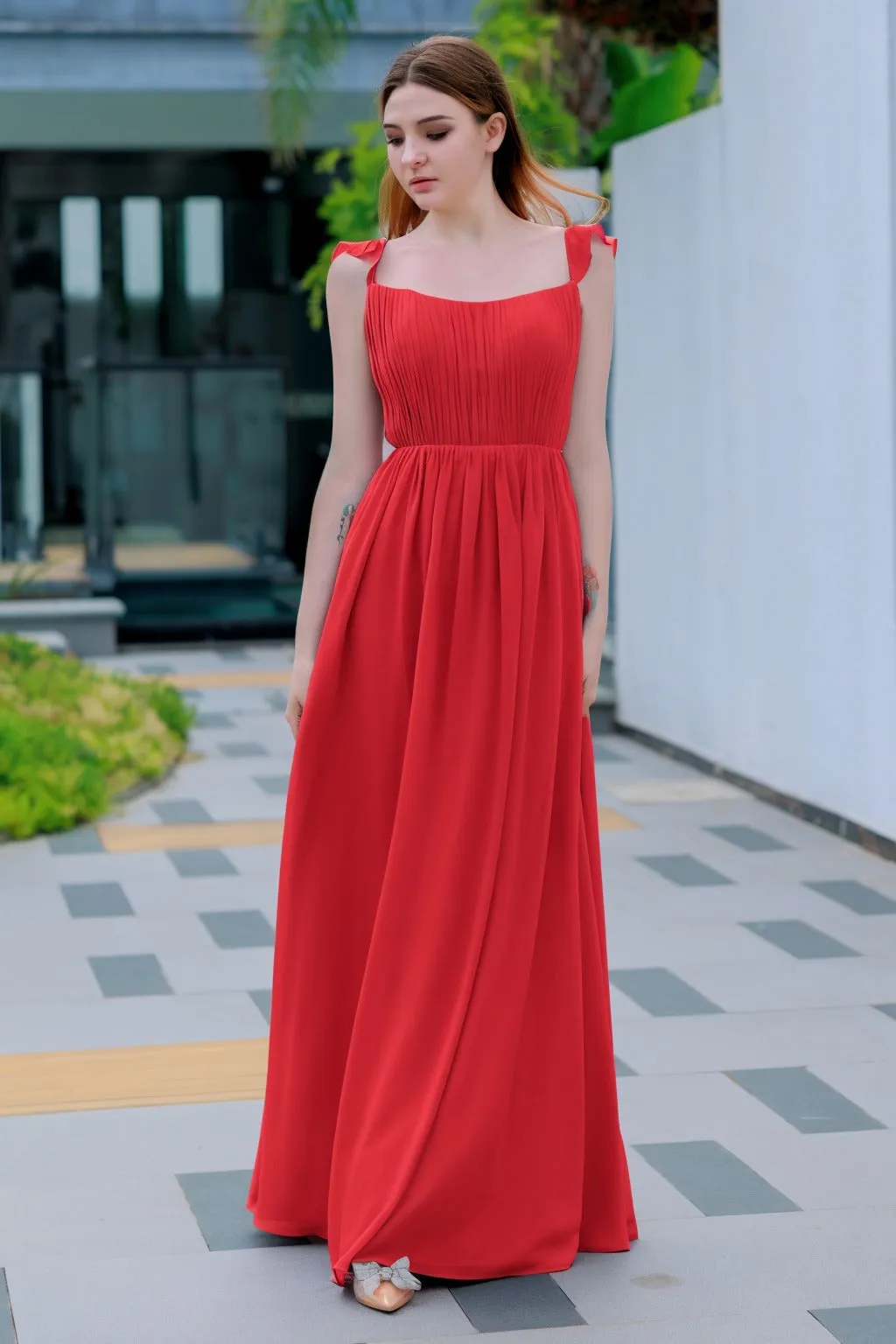 A-Line Floor Length Chiffon Bridesmaid Dress CB0714
