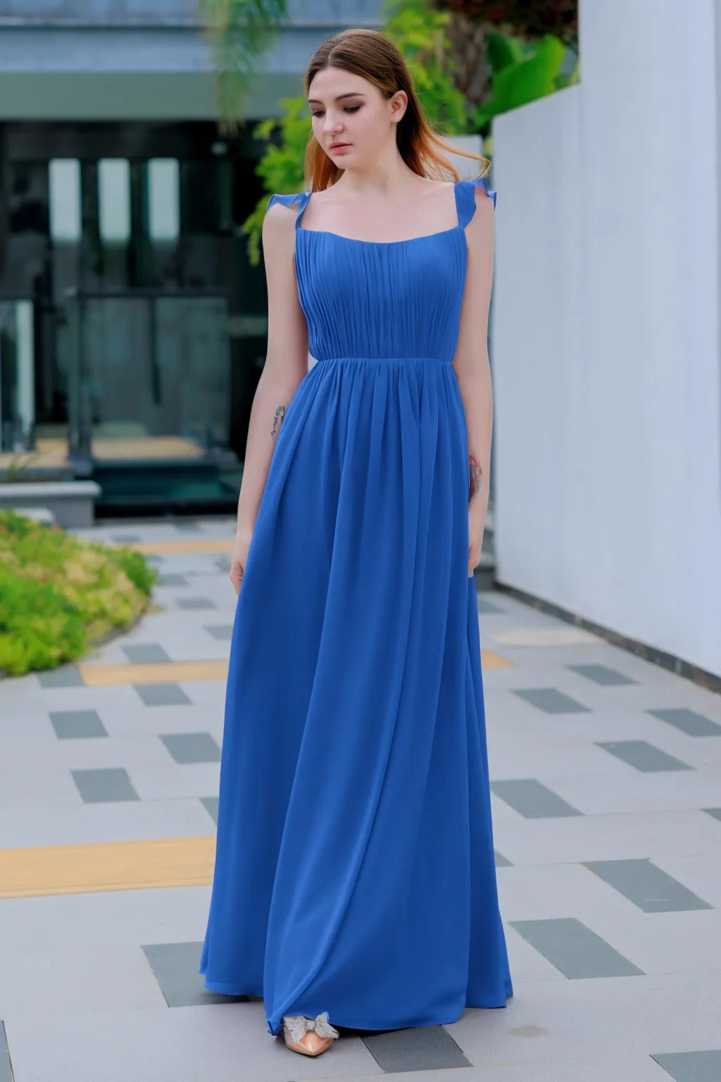 A-Line Floor Length Chiffon Bridesmaid Dress CB0714