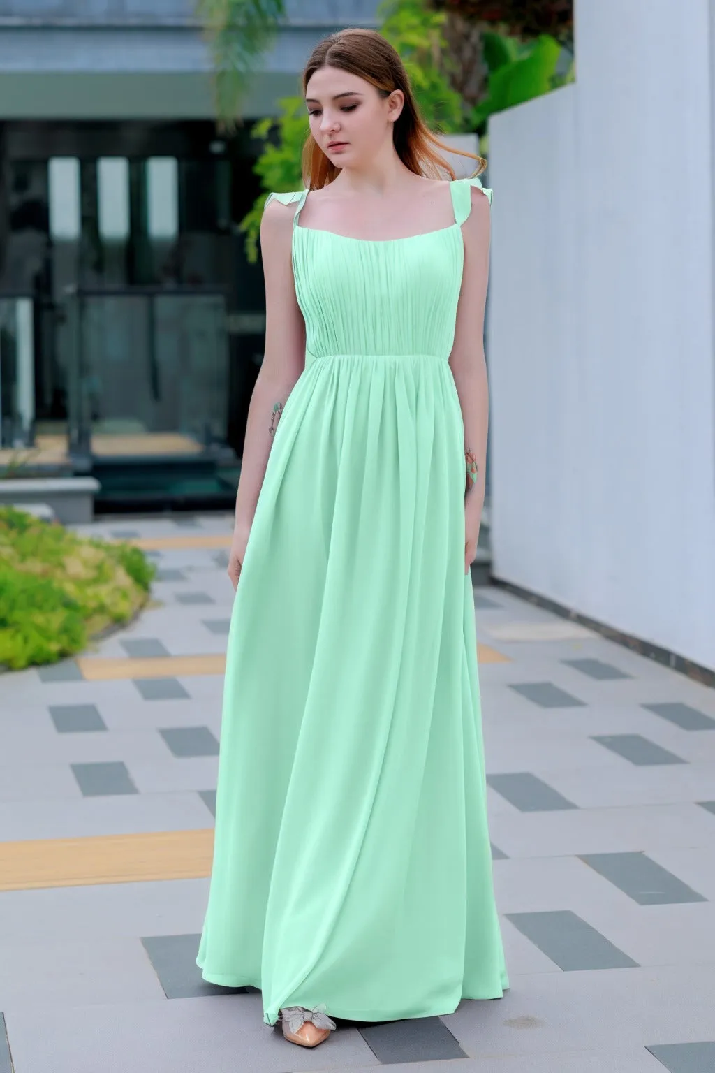 A-Line Floor Length Chiffon Bridesmaid Dress CB0714