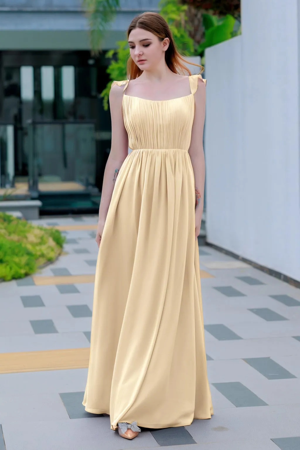 A-Line Floor Length Chiffon Bridesmaid Dress CB0714