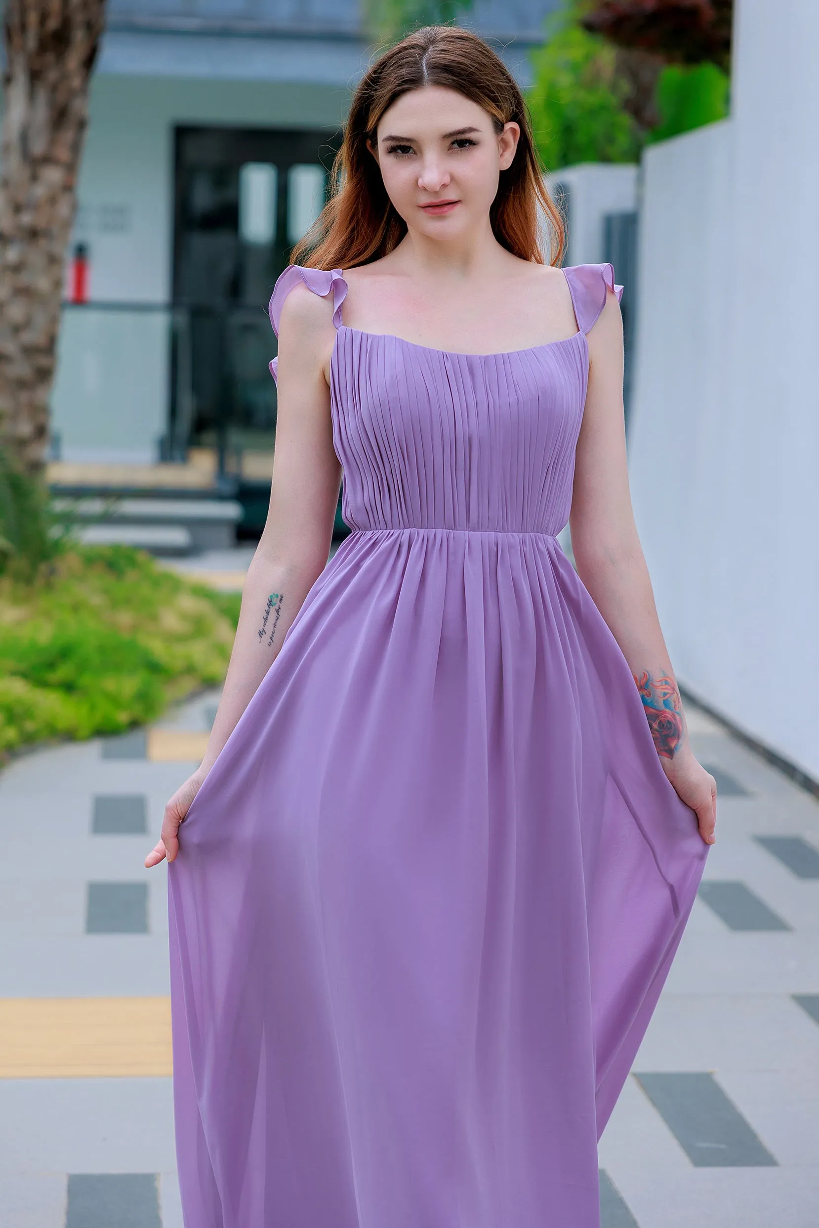 A-Line Floor Length Chiffon Bridesmaid Dress CB0714