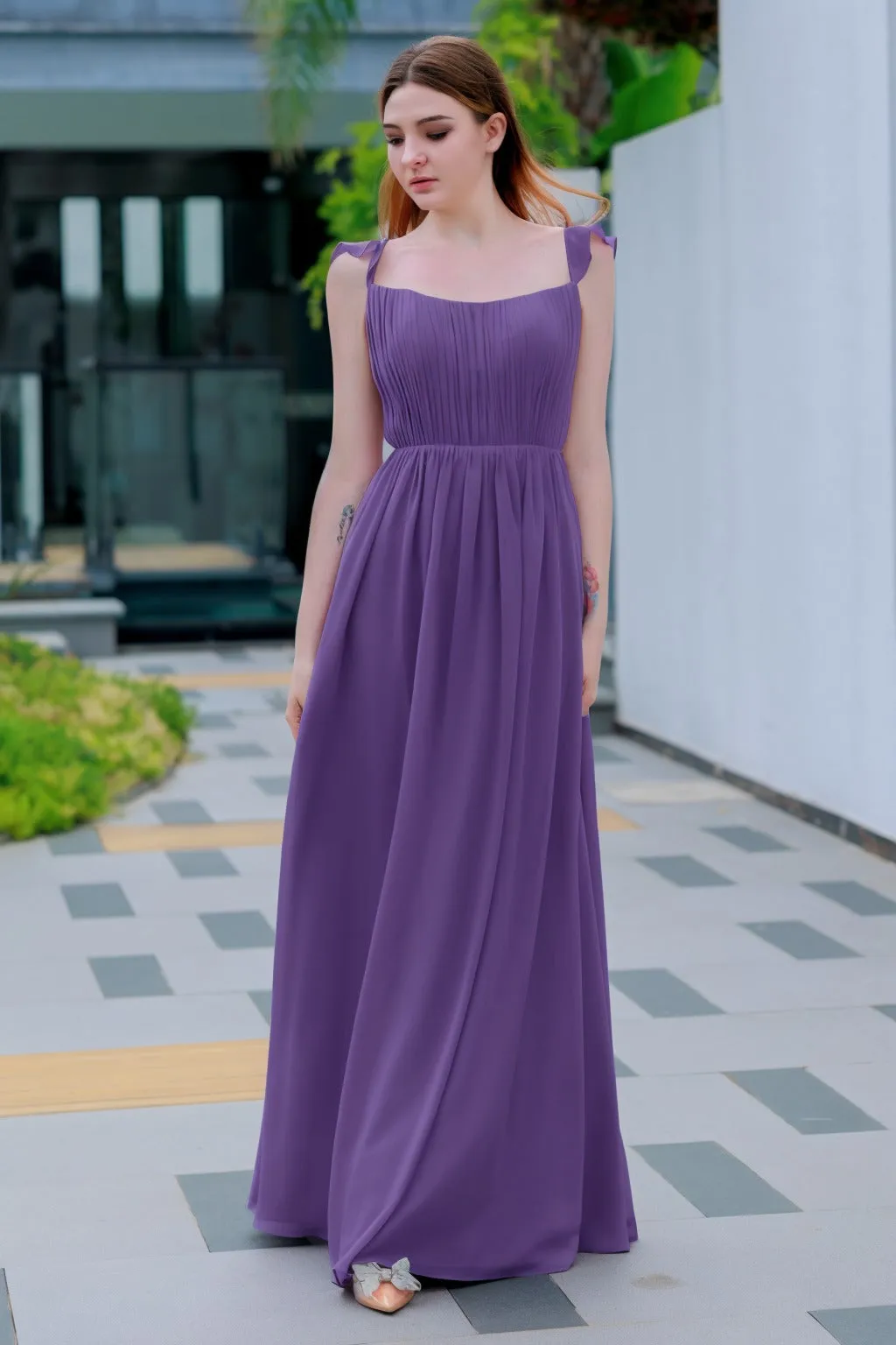 A-Line Floor Length Chiffon Bridesmaid Dress CB0714