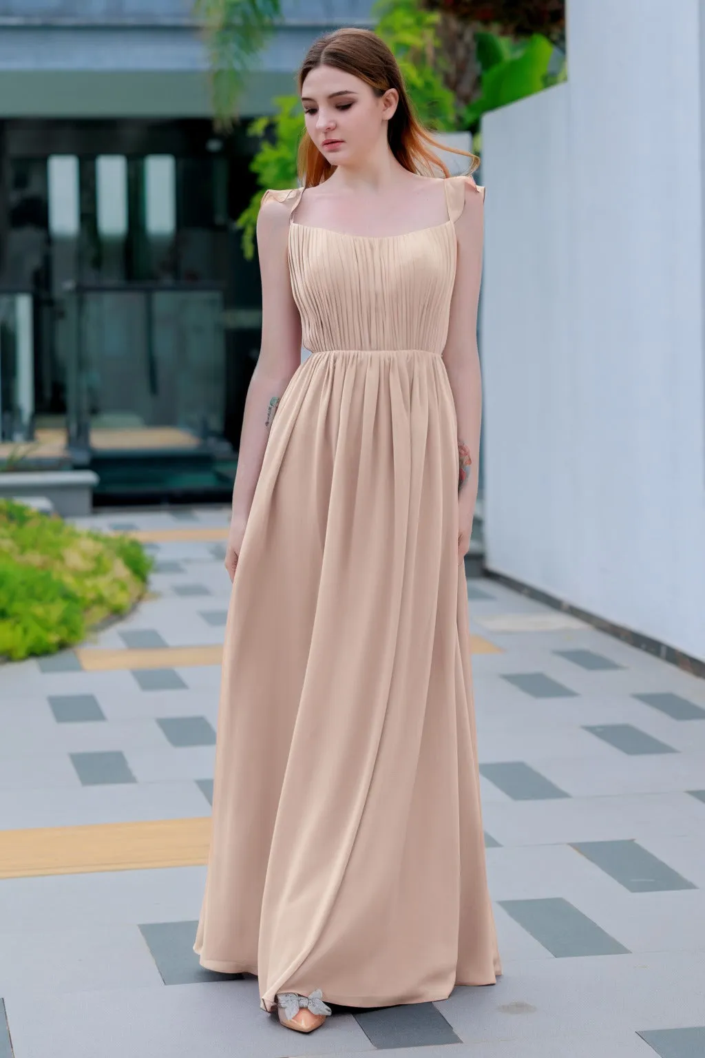 A-Line Floor Length Chiffon Bridesmaid Dress CB0714