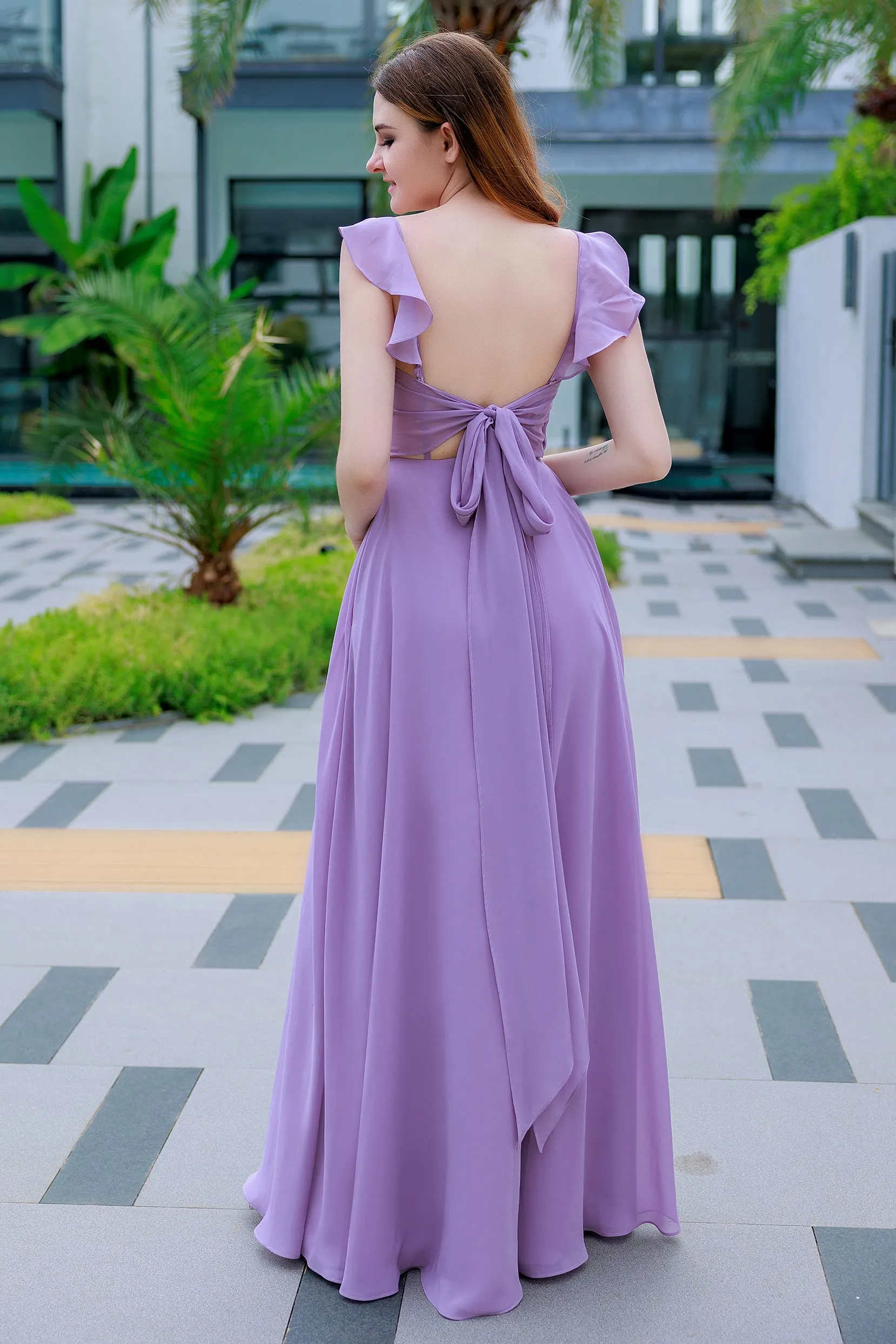 A-Line Floor Length Chiffon Bridesmaid Dress CB0714