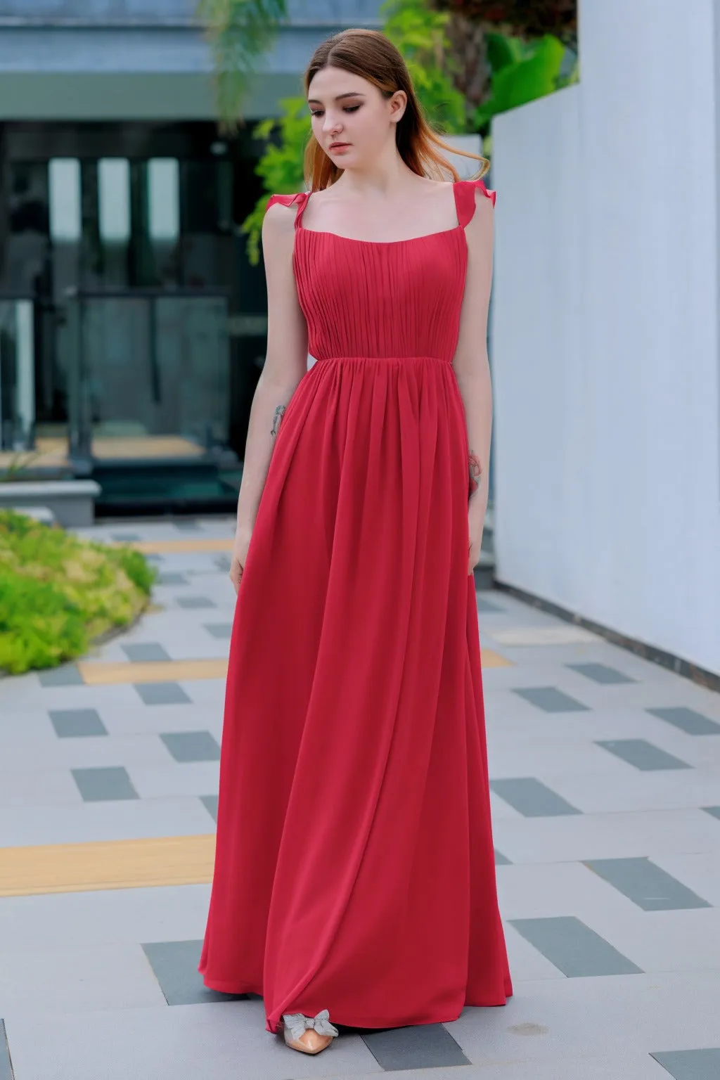 A-Line Floor Length Chiffon Bridesmaid Dress CB0714