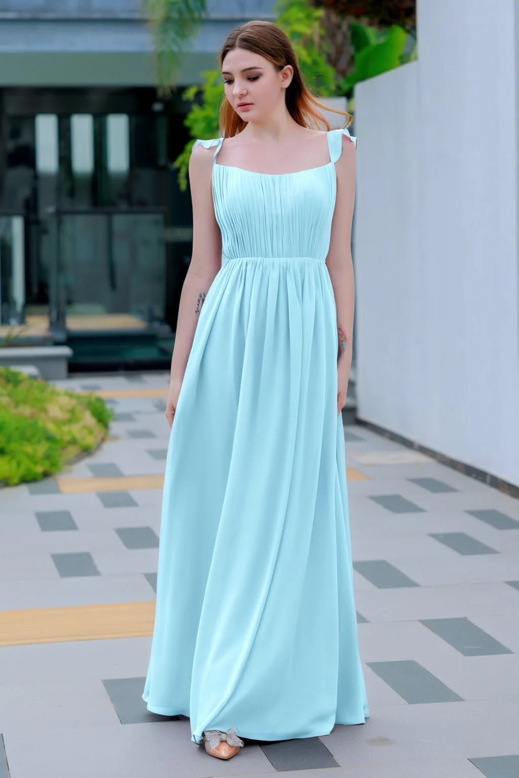 A-Line Floor Length Chiffon Bridesmaid Dress CB0714