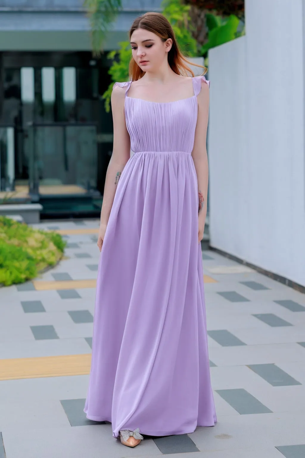 A-Line Floor Length Chiffon Bridesmaid Dress CB0714