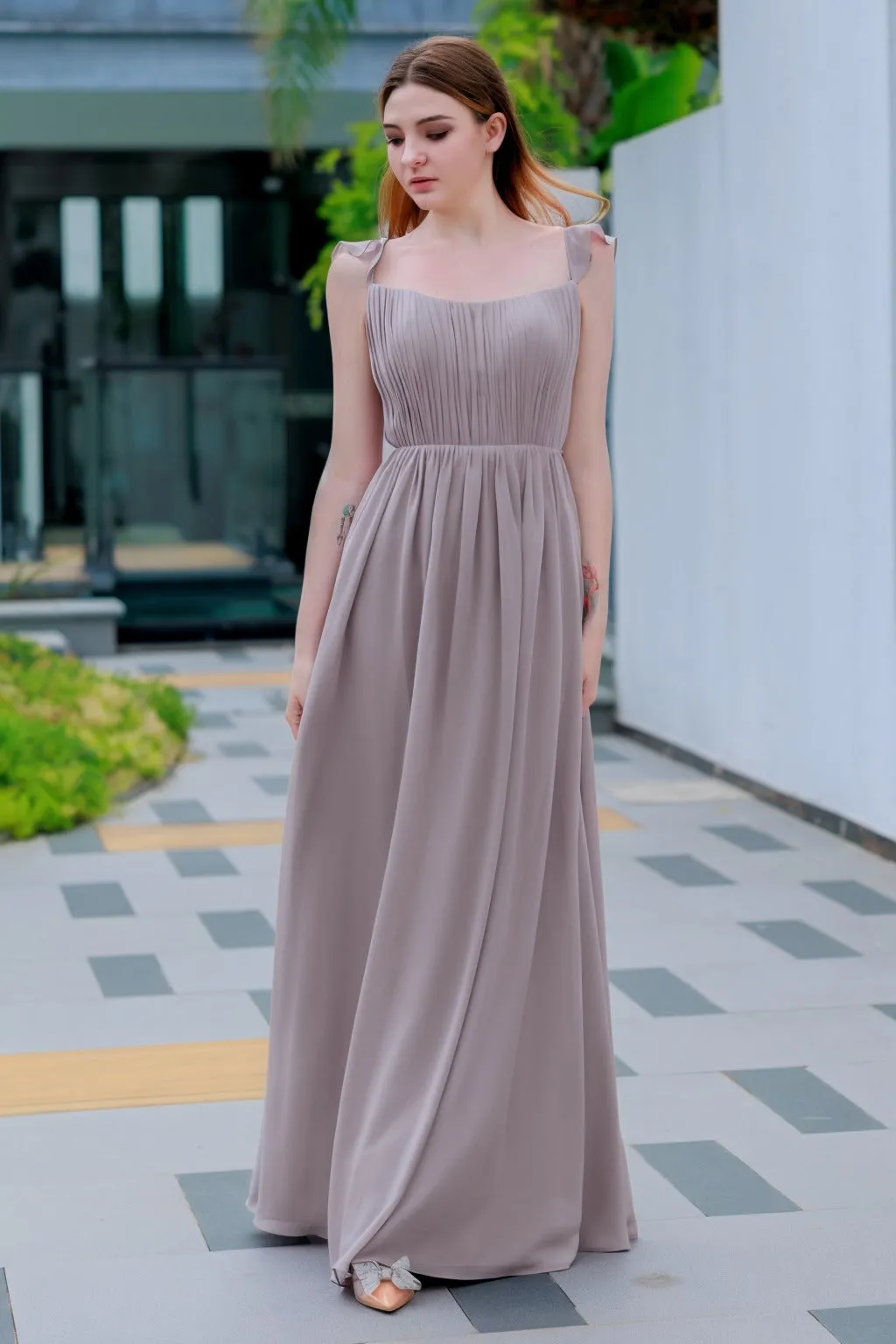 A-Line Floor Length Chiffon Bridesmaid Dress CB0714