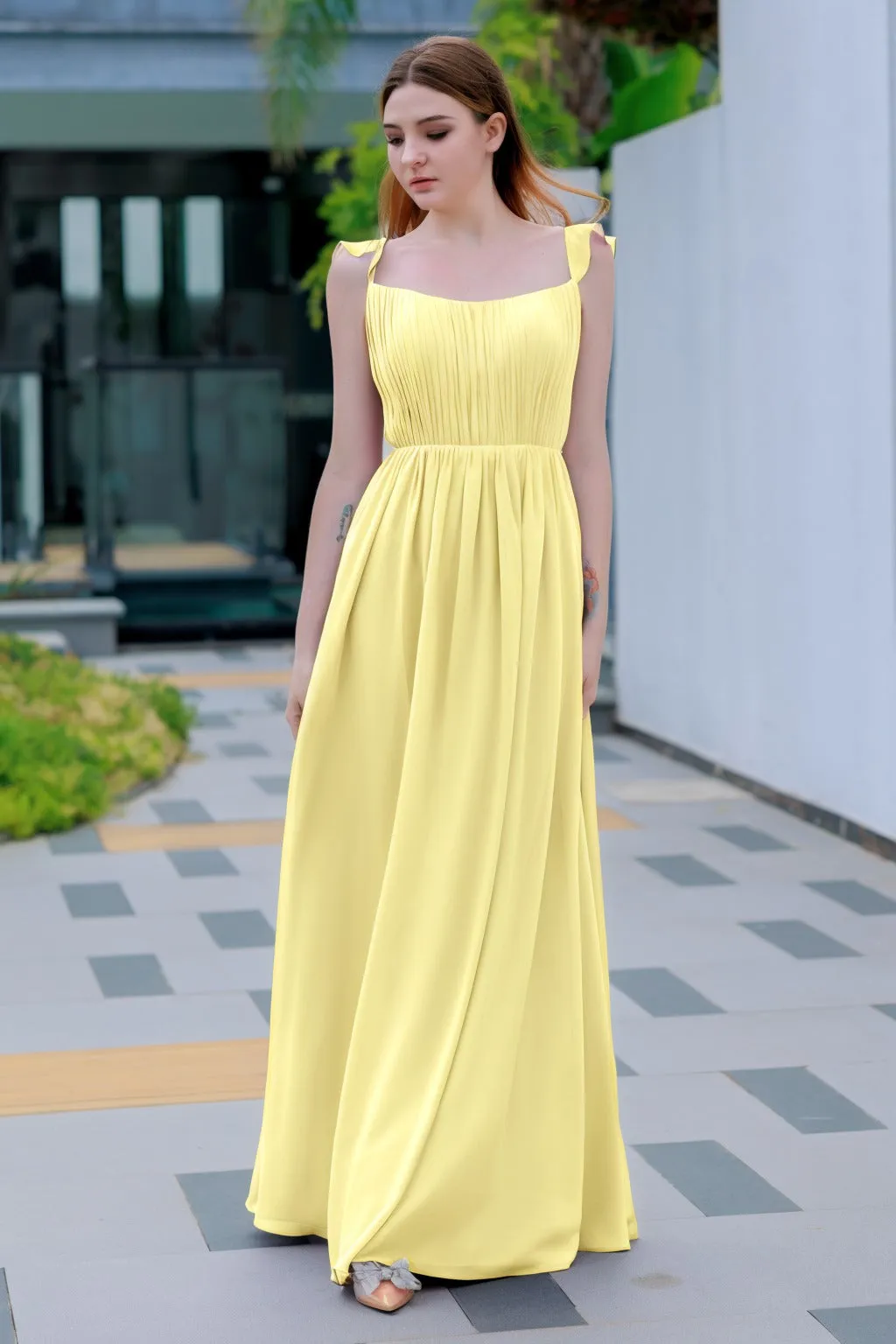 A-Line Floor Length Chiffon Bridesmaid Dress CB0714