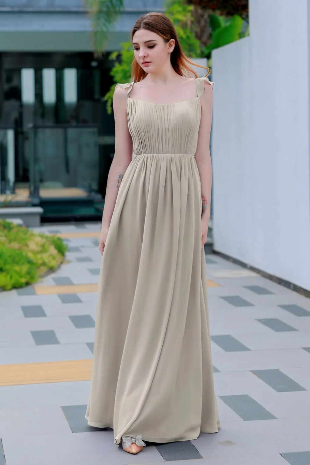 A-Line Floor Length Chiffon Bridesmaid Dress CB0714