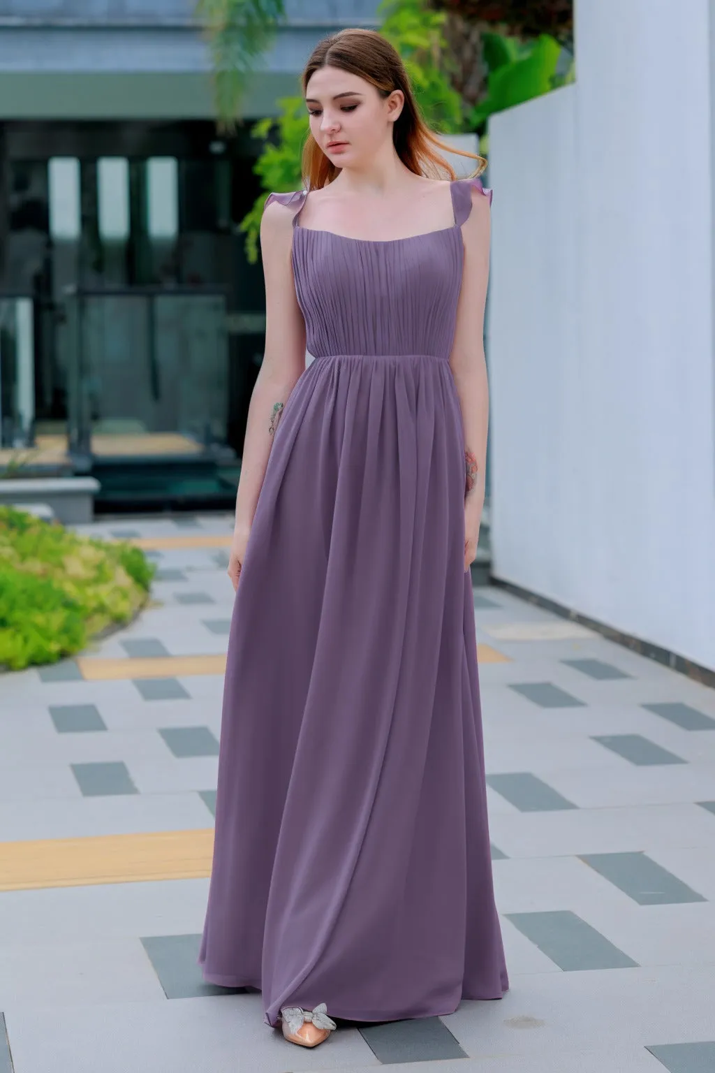 A-Line Floor Length Chiffon Bridesmaid Dress CB0714
