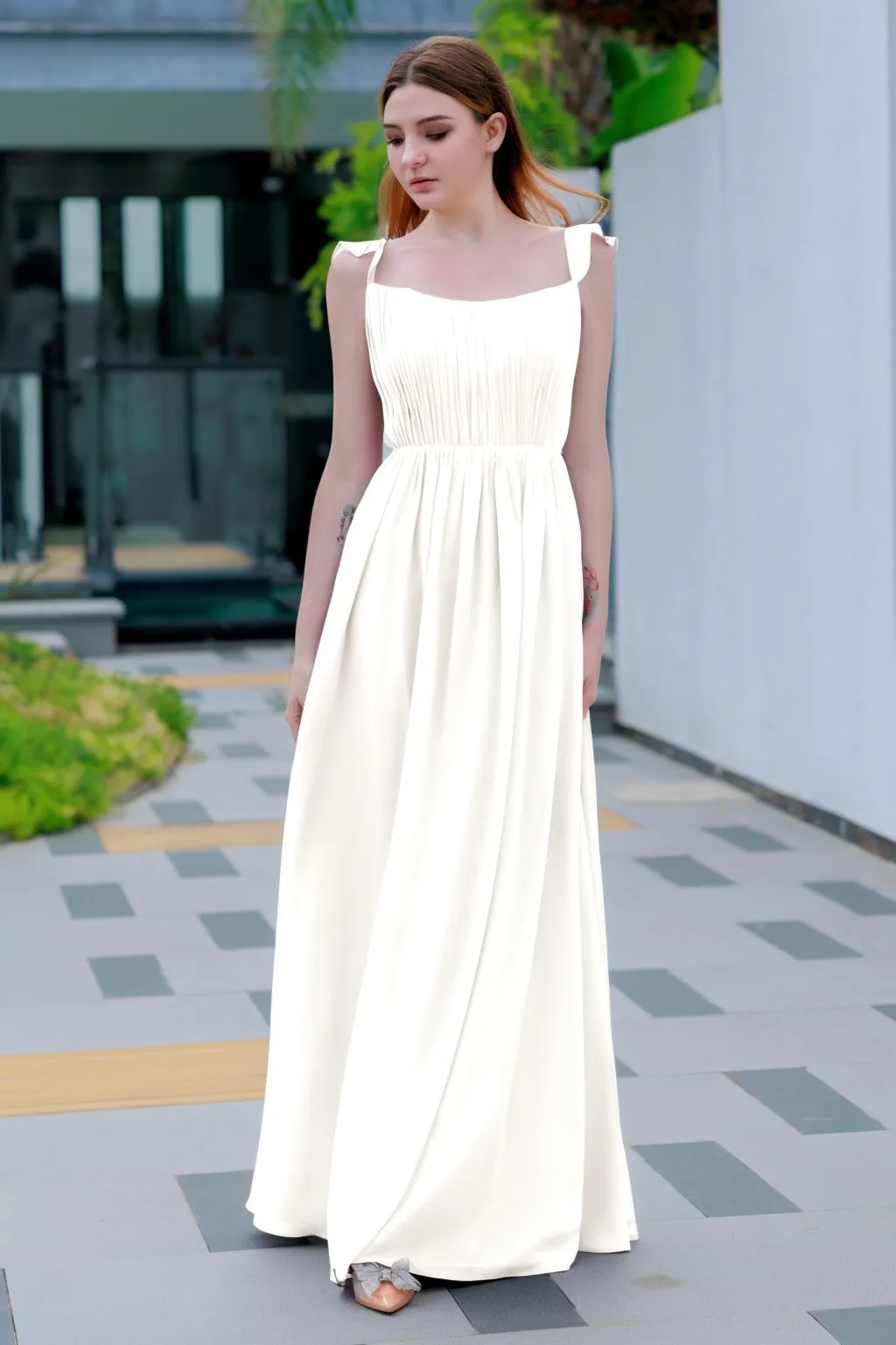 A-Line Floor Length Chiffon Bridesmaid Dress CB0714