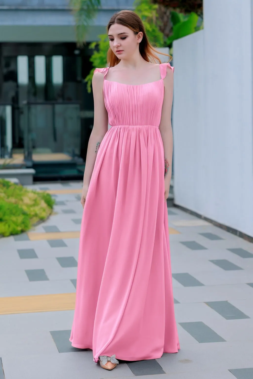 A-Line Floor Length Chiffon Bridesmaid Dress CB0714