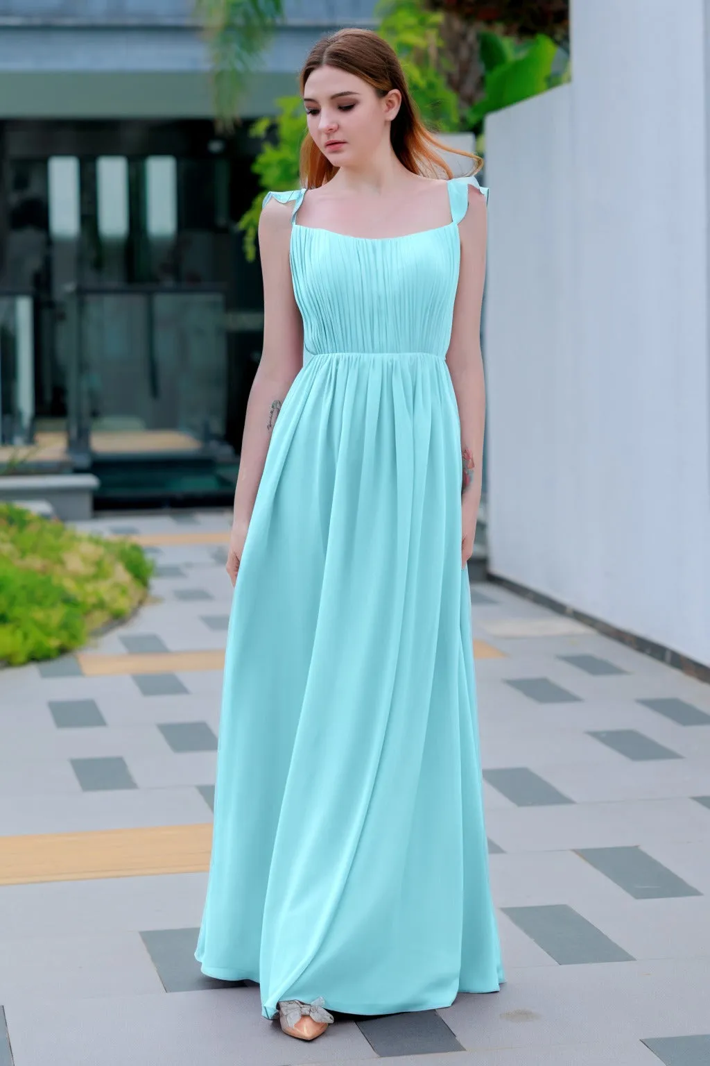 A-Line Floor Length Chiffon Bridesmaid Dress CB0714