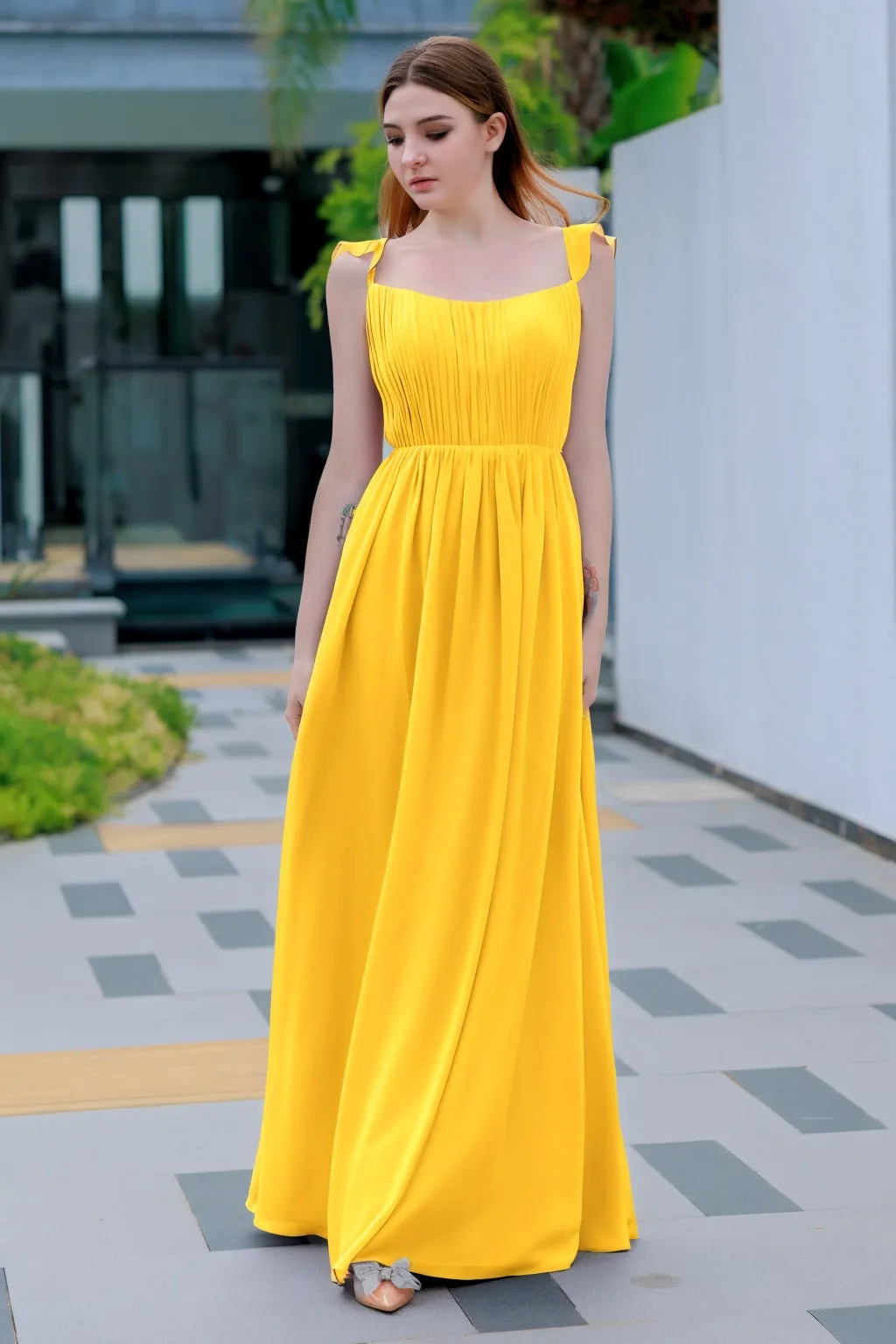 A-Line Floor Length Chiffon Bridesmaid Dress CB0714
