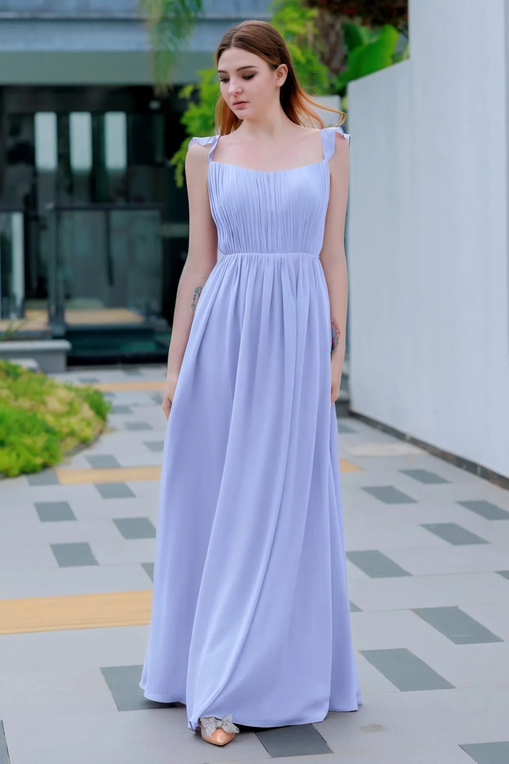 A-Line Floor Length Chiffon Bridesmaid Dress CB0714