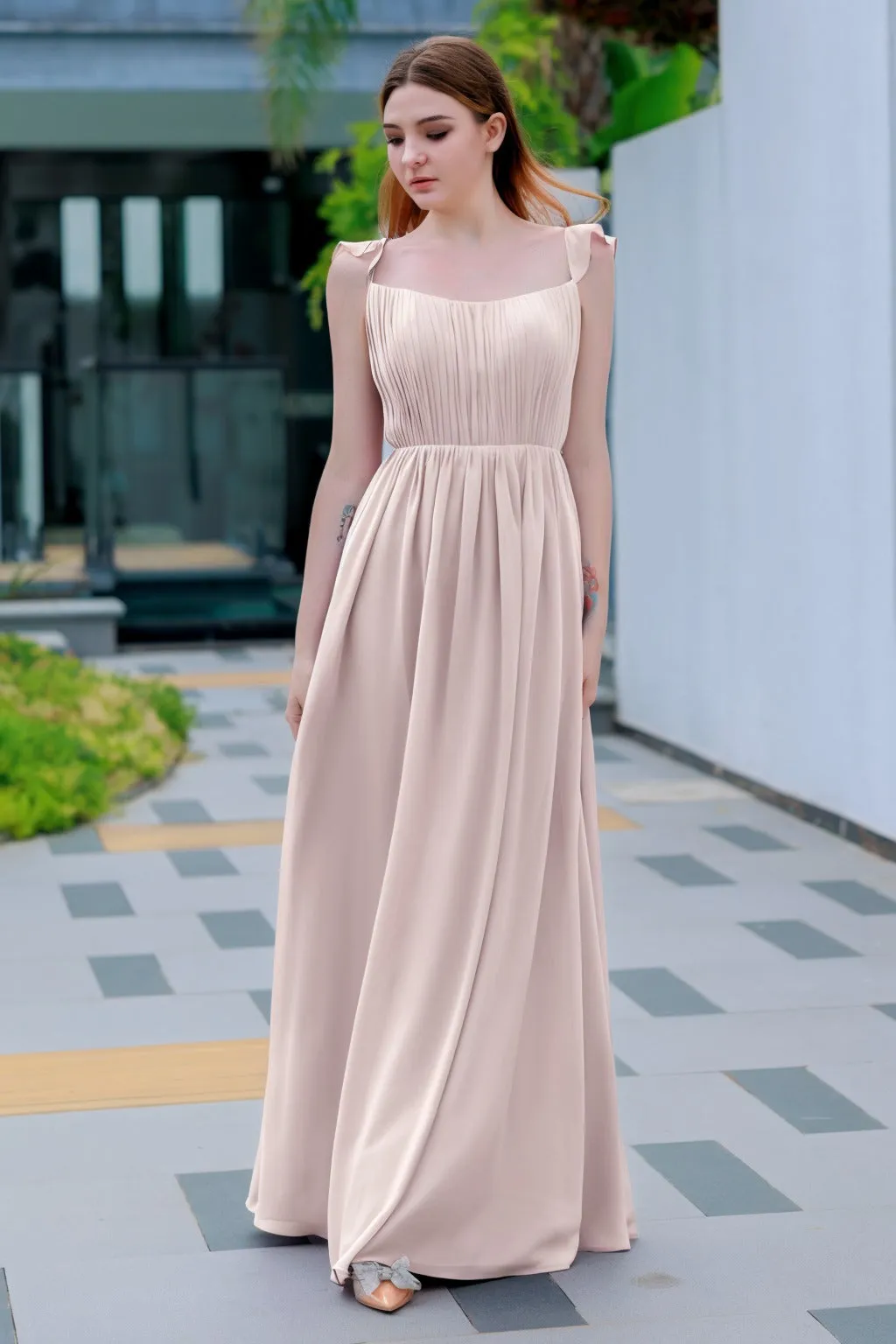 A-Line Floor Length Chiffon Bridesmaid Dress CB0714