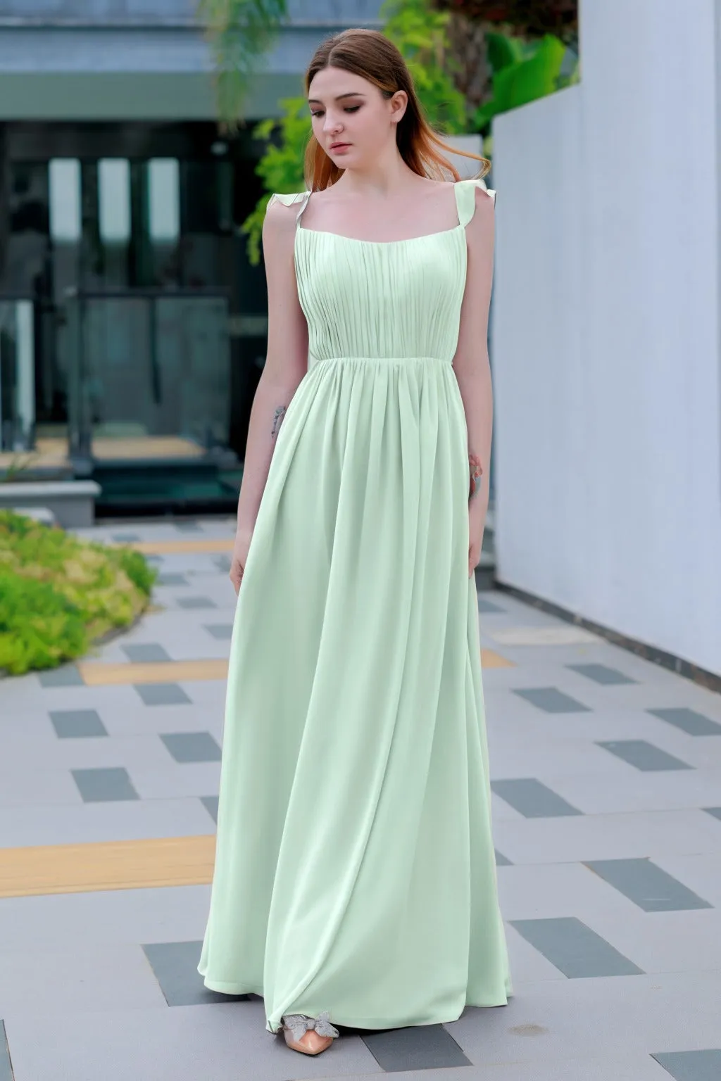A-Line Floor Length Chiffon Bridesmaid Dress CB0714