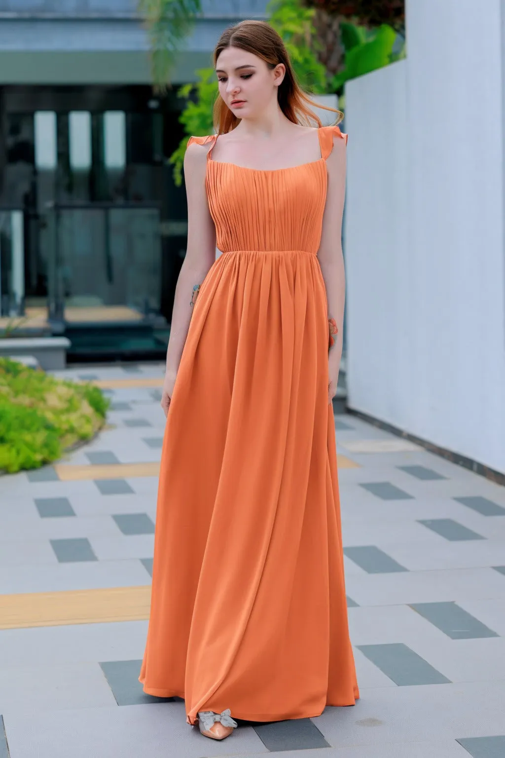 A-Line Floor Length Chiffon Bridesmaid Dress CB0714