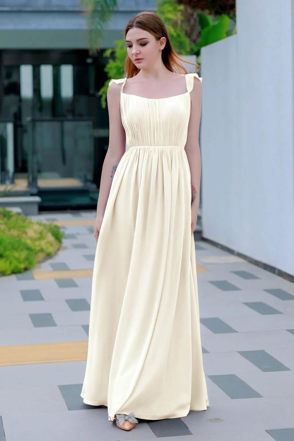 A-Line Floor Length Chiffon Bridesmaid Dress CB0714