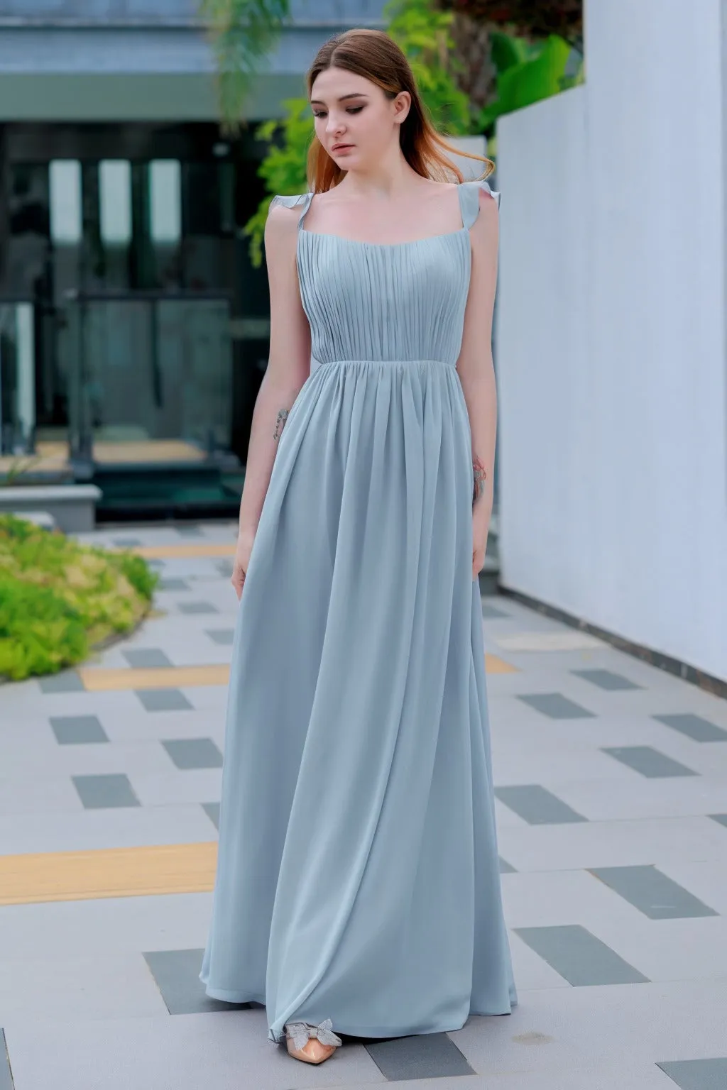 A-Line Floor Length Chiffon Bridesmaid Dress CB0714
