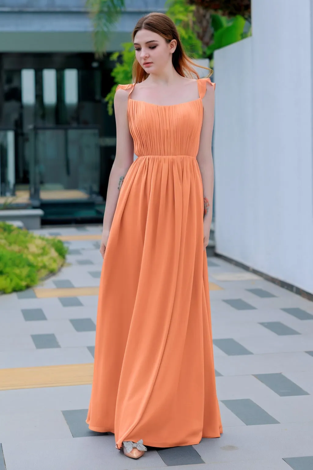 A-Line Floor Length Chiffon Bridesmaid Dress CB0714