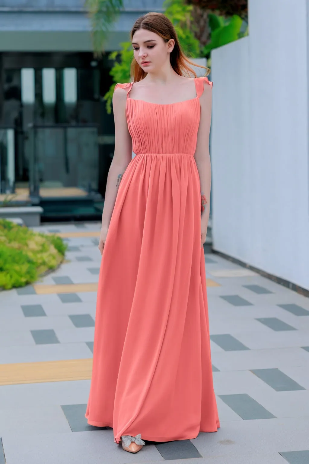 A-Line Floor Length Chiffon Bridesmaid Dress CB0714
