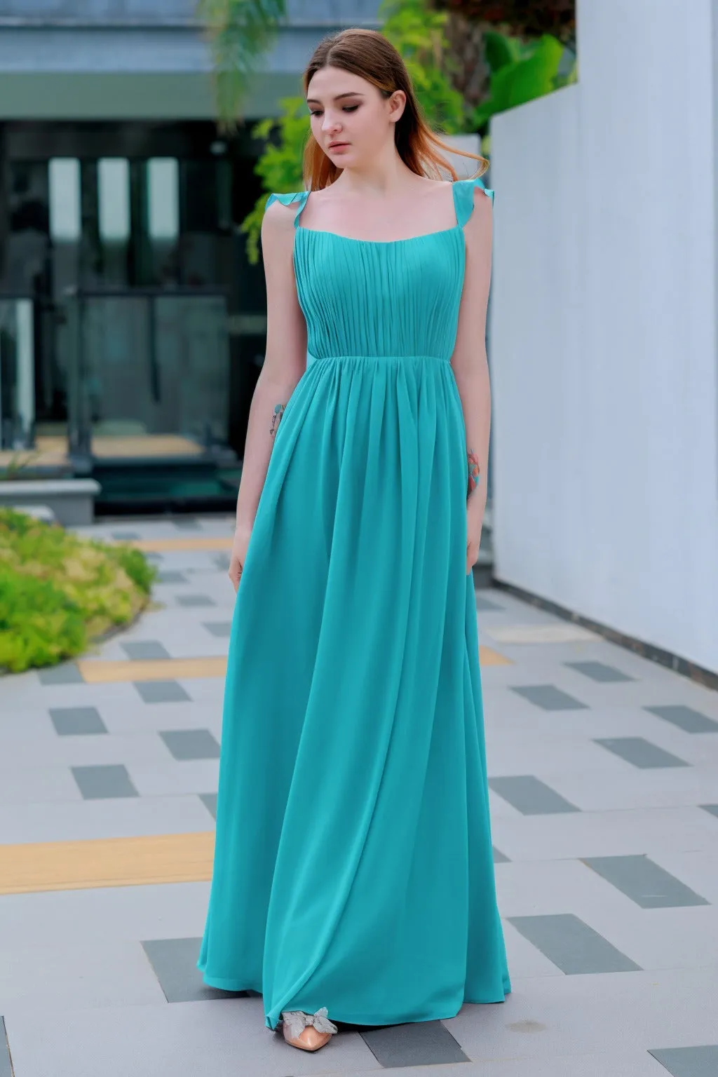 A-Line Floor Length Chiffon Bridesmaid Dress CB0714