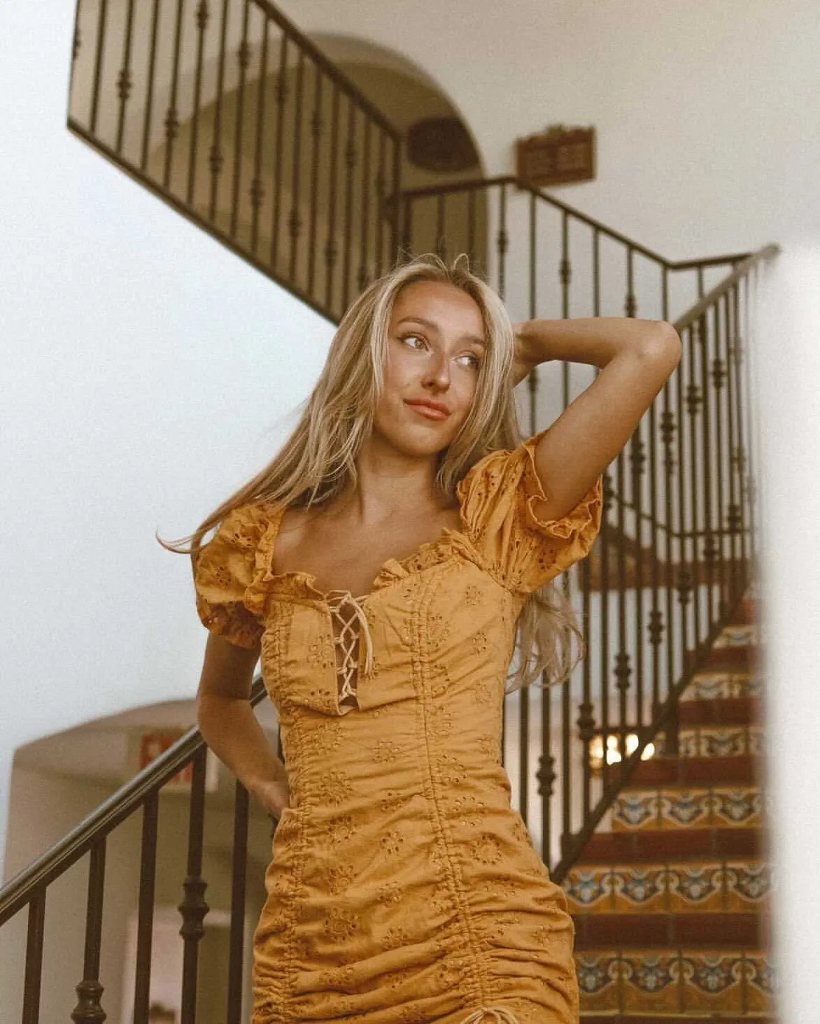 Amelia Floral Mini Dress - Yellow