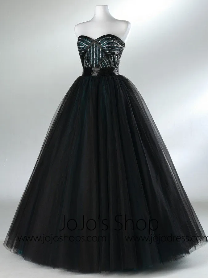 Black Strapless Tulle Formal Prom Ball Gown Dress HB2020A