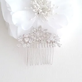 Crystal Flower Bridal Comb Headpiece-Lara