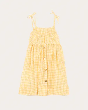 Esme Dress Linen Check Yellow