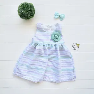 Iris Dress in Purple Mint Stripes