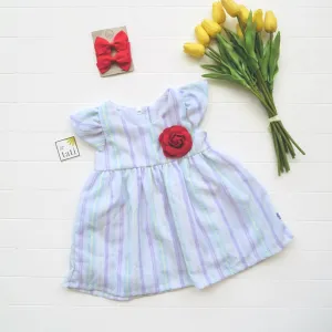 Lotus Dress in Purple Mint Stripes