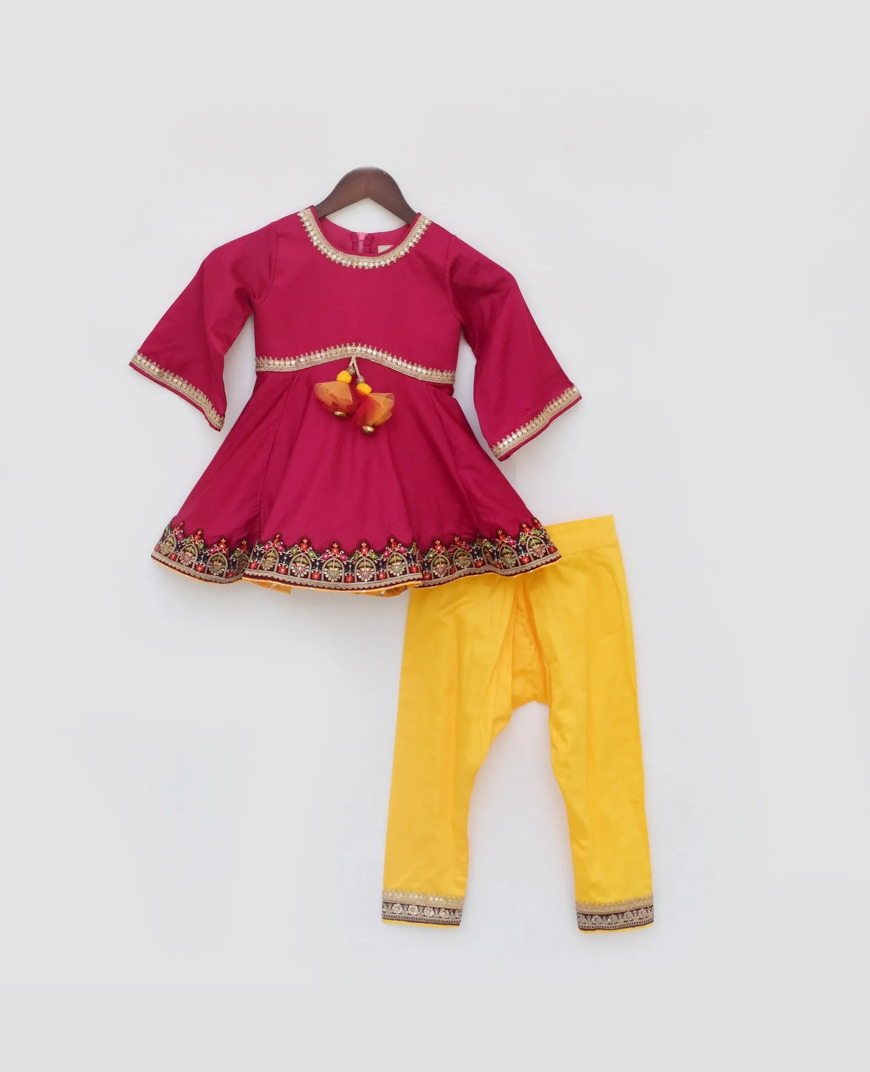 Pre Order: Pink Kurti with Yellow Salwar