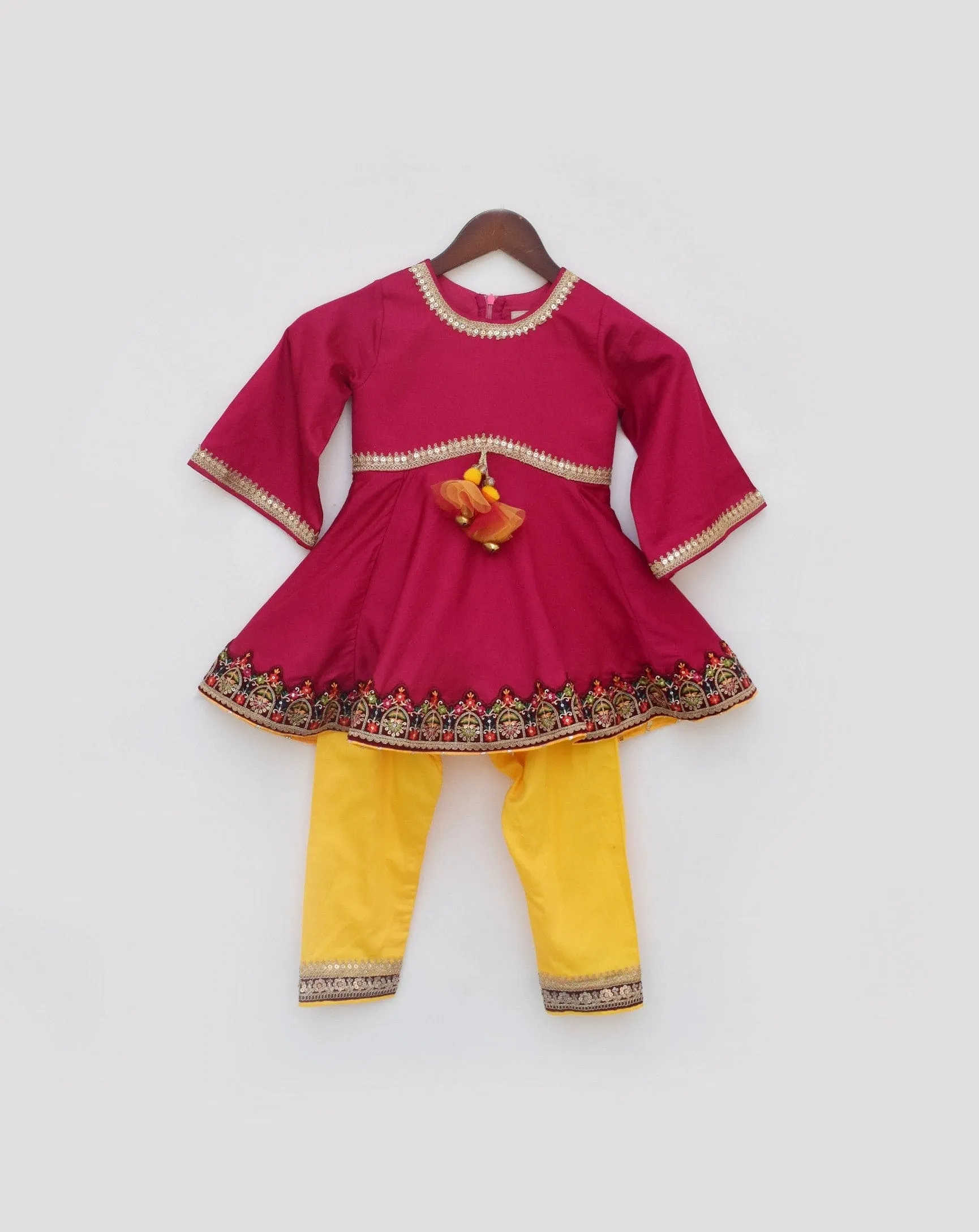 Pre Order: Pink Kurti with Yellow Salwar