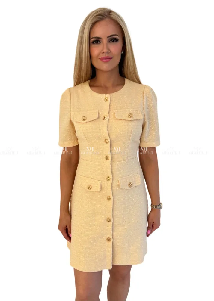 Ruth Sparkle Yellow Tweed Dress