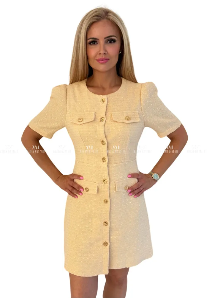 Ruth Sparkle Yellow Tweed Dress