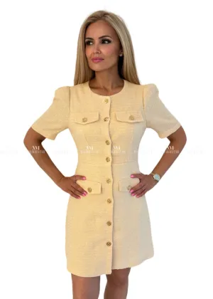 Ruth Sparkle Yellow Tweed Dress